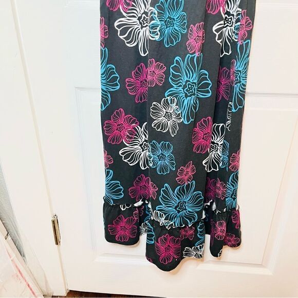 So Floral Strappy Ruffle Tiered Sun Dress Maxi Smocked Bodice Black Girls 16 - Picture 7 of 10